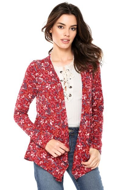 Cardigan Enfim Estampado Vermelho - Marca Enfim