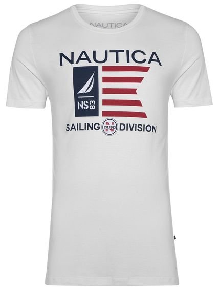 Camiseta Nautica Masculina Flag Sailing Division Branca - Marca Nautica