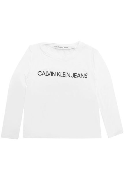 Blusa Calvin Klein Kids Menina Escrita Branca - Marca Calvin Klein Kids