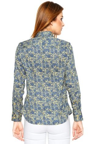 Camisa Dudalina Floral Amarela/Azul
