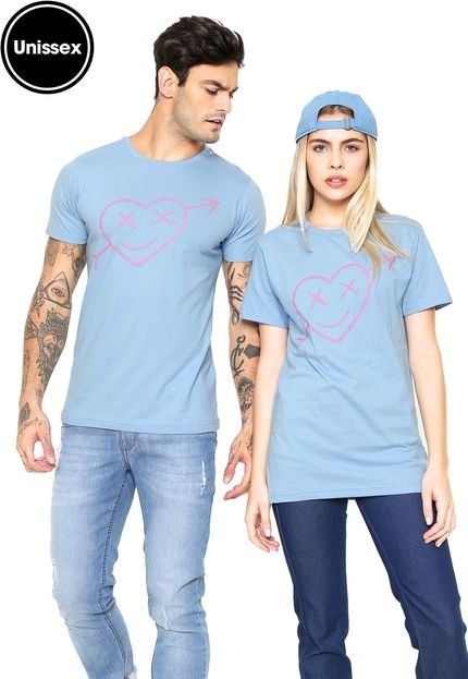 Camiseta Unissex Blind Love Manga Curta Blind Heart Azul - Marca Approve