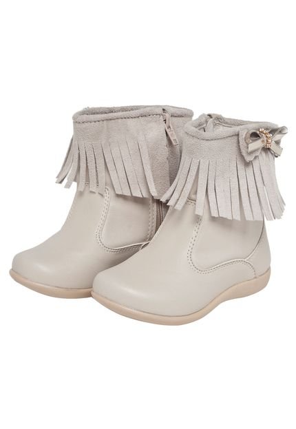 Bota Fuffy Infantil Franjas Bege - Marca Fuffy