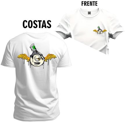 Camiseta Plus Size Estampada Premium T-Shirt Olho Asas Frente Costas - Branco - Marca Nexstar