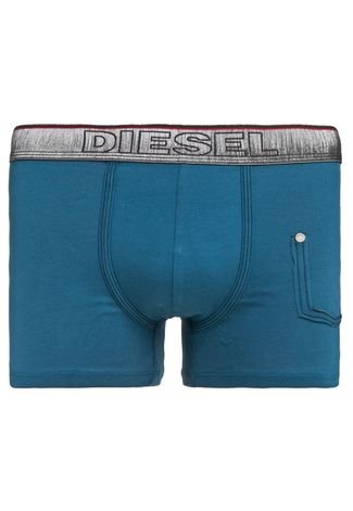 Cueca Diesel Boxer Elástico Metalizado Azul