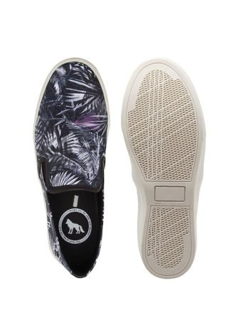 Slip On Couro Acostamento Estampado Azul