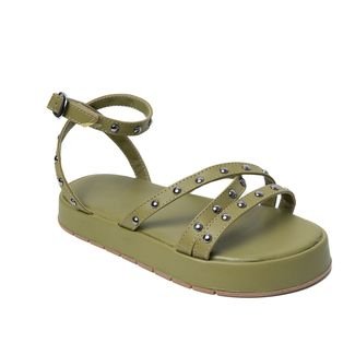 Papete Sandalia Plataforma Sola Alta Verde Musgo Kuento Shoes