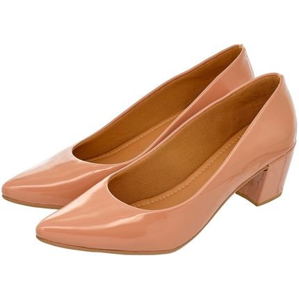 Sapato Scarpin Donatella Shoes Bico Fino Confort Nude Verniz - Marca Monte Shoes