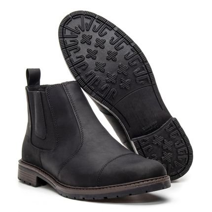 Bota Botina Masculina Chelsea em Couro Preto Zafrem - Marca ZAFREM