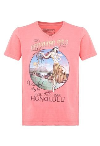 Camiseta Colcci Slim Hawaiian Rosa