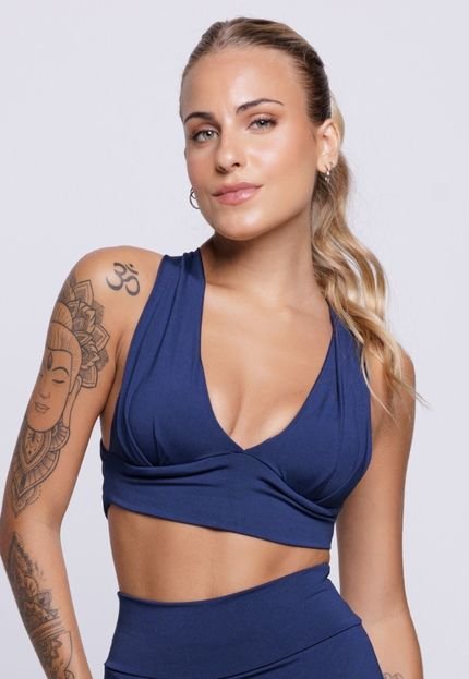 Top Feminino Vekyo Fitness com Bojo Vick Azul Marinho - Marca VEKYO