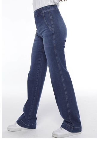 Calça Jeans Feminina Reta Confy Escura Sob Azul