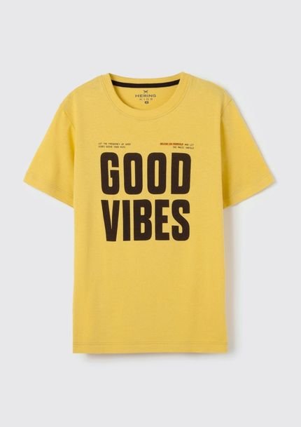 Camiseta Menino Manga Curta Com Estampa - Amarelo - Marca Hering