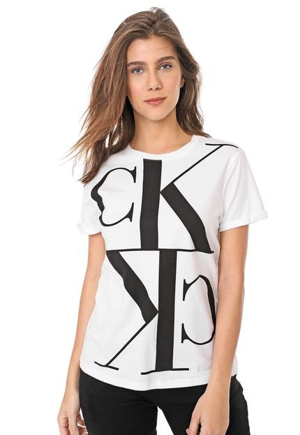 Blusa Calvin Klein Jeans Lettering Branca - Marca Calvin Klein Jeans