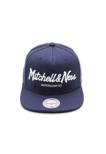 Boné Mitchell & Ness Aba Reta Snapback Pinscript Branded Azul Marinho - Marca Mitchell & Ness