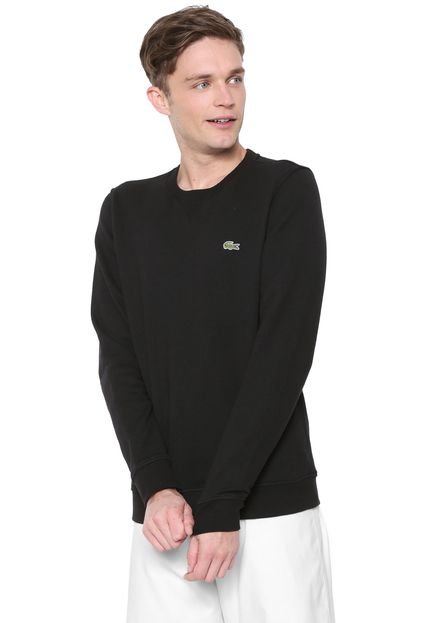 Moletom Flanelado Fechado Lacoste  Logo Preto - Marca Lacoste