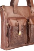 Bolsa para notebook de couro croco Jaque - Whisky - Marca Andrea Vinci