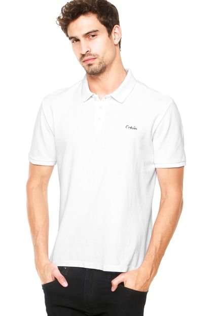 Camisa Polo Calvin Klein Jeans Logo Branca - Marca Calvin Klein Jeans