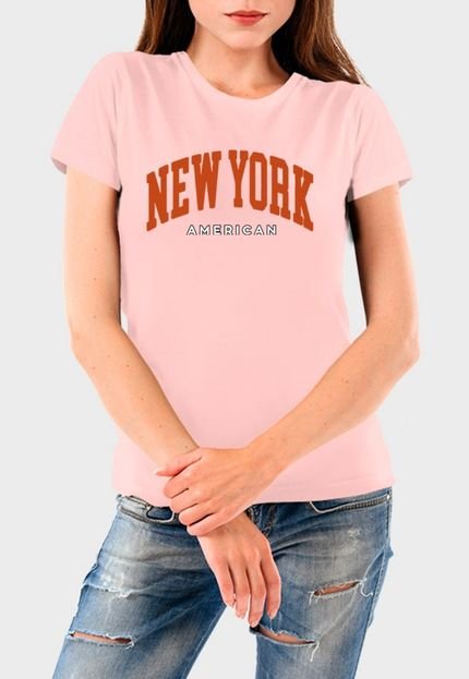 Camiseta Feminina Rosa New York Algodão Premium Benellys - Marca Benellys