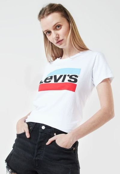 Camiseta levis azul clearance blanca y roja