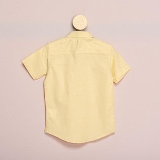 Camisa Social Teodoro MC Infantil Lisa Gola Macia Conforto Branco 8 Branco Amarelo