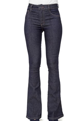 Calça Jeans Biotipo Flare Pespontos Azul-Marinho