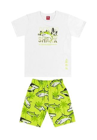Conjunto Camiseta e Bermuda Shark Infantil Bee Loop Branco