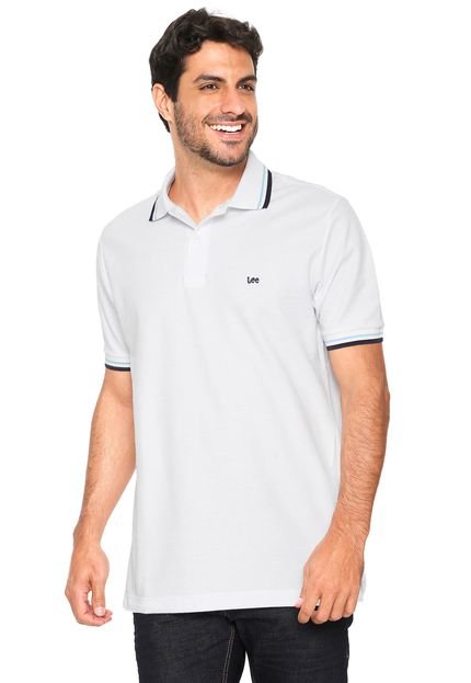 Camisa Polo Lee Reta Logo Branca - Marca Lee