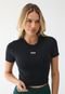 Camiseta Cropped Fila Ajustada Essential Preta - Marca Fila