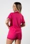 Pijama Feminino Curto de Botão Amamentação De Dormir RLC Modas Rosa - Marca RLC Modas