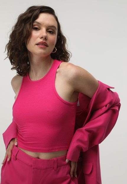 Regata Cropped Canelada Only Tank Rosa - Marca Only