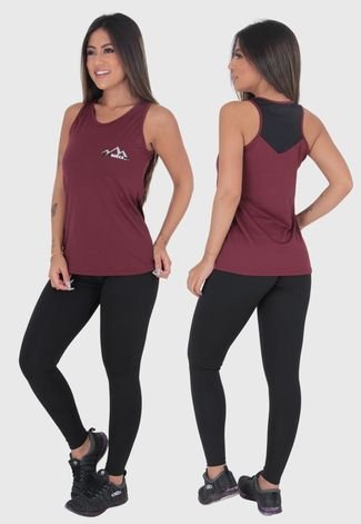 Kit com 03 Regatas Bicolor Femininas Dry-Fit Poliamida Tapa Bumbum Fitness