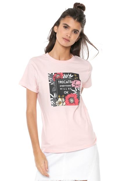 Camiseta Tricats Floral Rosa - Marca Tricats