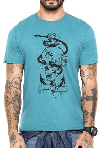 Camiseta Rusty Skull Anchor Azul