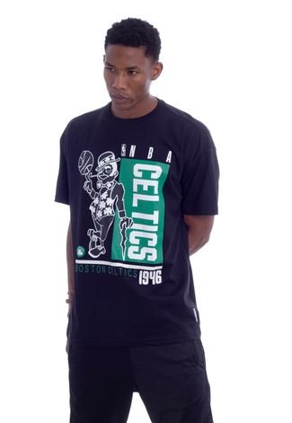 Camiseta NBA Plus Size Estampada Boston Celtics Casual Preta