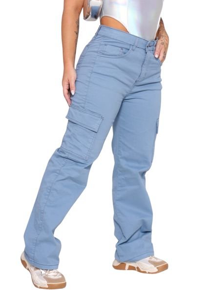 Calça Feminina Cargo Azul Bebê Alleppo Jeans Melina - Marca Alleppo Jeans