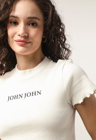 Camiseta Cropped Canelada John John Label Branca - Compre Agora