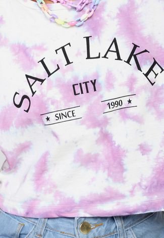 Camiseta Cropped Forever 21 Salt Lake City Lilás