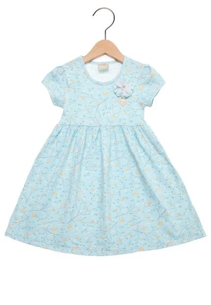 Vestido Manga Curta Baby Milon Galhos Infantil Azul - Marca Milon