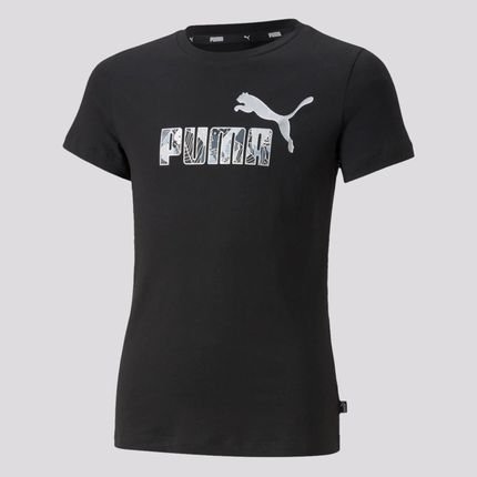 Camiseta Puma ESS   Bloom Logo Juvenil Feminina Preta - Marca Puma