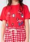 Camiseta Infantil Unissex Com Apliques Dpa - Vermelho - Marca Hering