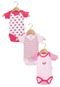 Kit Bodies Pimpolho Coruja  Infantil Rosa - Marca Pimpolho