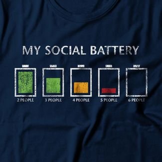 Camiseta Feminina Social Battery - Azul Marinho