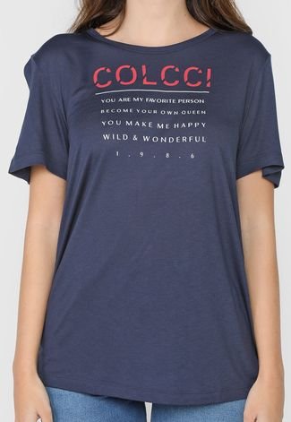 Camiseta Colcci Lettering Azul-Marinho