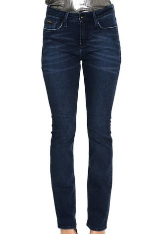 Calça Jeans Calvin Klein Jeans Reta Five Pockets Azul-marinho