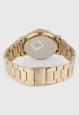 Kit 3pçs Relógio Champion Dourado com brincos e colar pulseira em aço