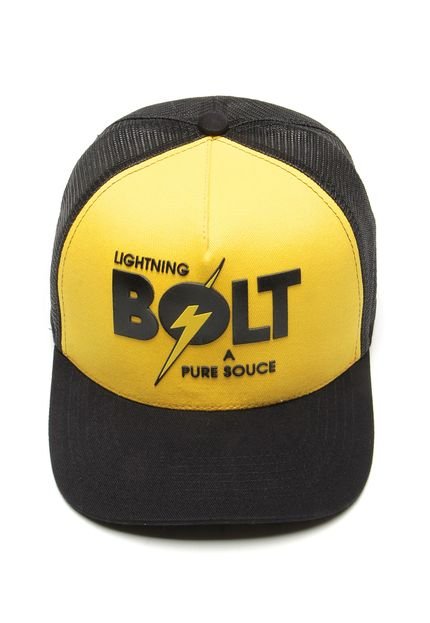 Boné Lightning Bolt Trucker A Pure Source Preto/Amarelo - Marca Lightning Bolt