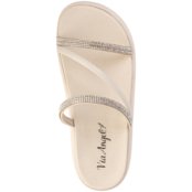 Chinelo Feminino Papete Slide Strass  Tamanco Confortável Leve Anatômico Via Angel 7503.  Off White - Marca VIA ANGEL