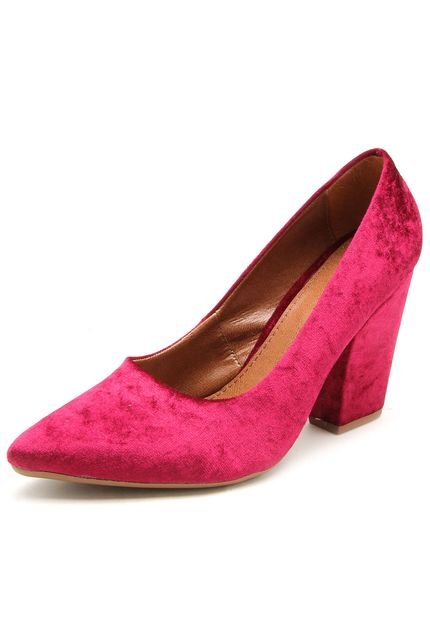 Scarpin DAFITI SHOES Veludo Bico Fino Rosa - Marca DAFITI SHOES