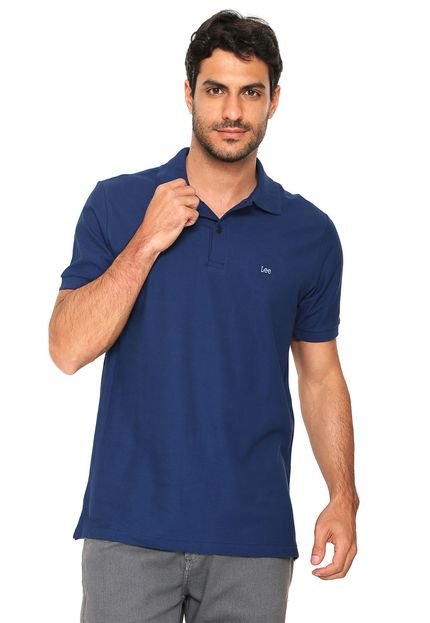 Camisa Polo Lee Reta Logo Azul - Marca Lee