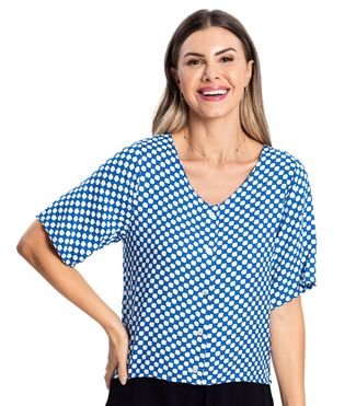 Camisa Feminina Viscose Creponada Rovitex Azul